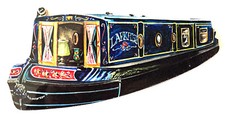 Blue Canal Boat Magnet- Blue Canal Boats - Canal Boat Gift - WT37-JM