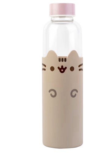 Pusheen glass water bottle - pusheen,