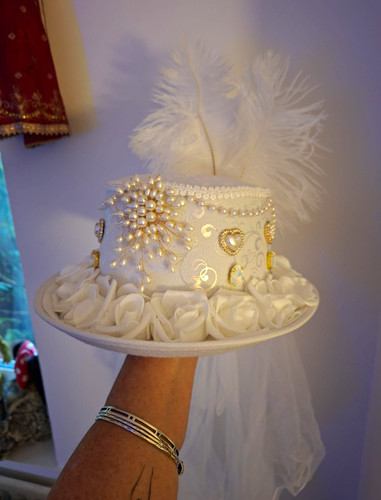 Ivory wedding top hat with - ivory,