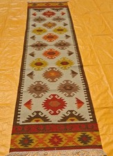 Hand woven wool rug - rug, runner