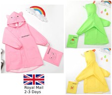 Boys Girls Kids Raincoat 100-140cm Hooded Quality Rain Coat Pink Yellow Green