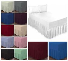 Plain Dyed Fitted Valance Sheets Extra Deep Poly Cotton Frilled Box Pleated