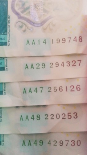 Five rare 5 notes - five,