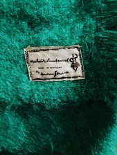 Andrew Scot Made In Scotland Mohair Green Scarf Vintage 1960s Hand Knit Wool New