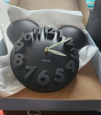 Meidi Clock Disney Mickey Mouse Black 3D Plastic Wall Hanging 11"  New in Box