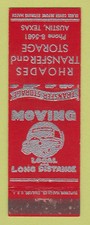 Matchbook Cover - Rhoades Transfer and Storage Trucking Austin TX