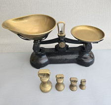Black Cast Iron Scales Libra Scale Co. Made in England With Brass Weights