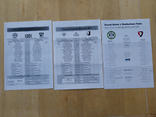 FOREST GREEN ROVS. - 3 HOME TEAMSHEETS  (BARROW, CHELTENHAM, MANSFIELD)