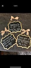 3x Hanging Chalkboard Wooden  Board Wedding Blackboard Table Display 25cm x 23cm