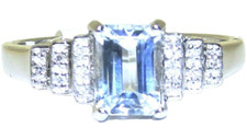 9ct gold ring 0.8ct aquamarine diamond art deco 9 carat white gold cluster sizep