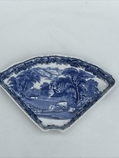 Vintage British Booths Scenery Fan Shape Side Plate Blue & White.