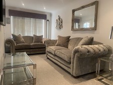 DFS Loch Leven 2 piece suite, 3 seater sofa & 2 seater grey silver crushed