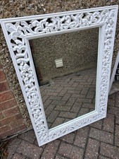 Large, Ornate White washed rustic, rectangle Wall mirror 90x65 cm