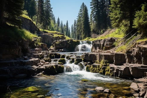 Forest waterfall canvas - waterfall,