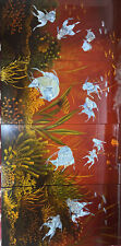 ORIENTAL Plaque Pictures RED GLOSS MOTHER OF PEARL INLAY  KOI FISH 31” x 61”