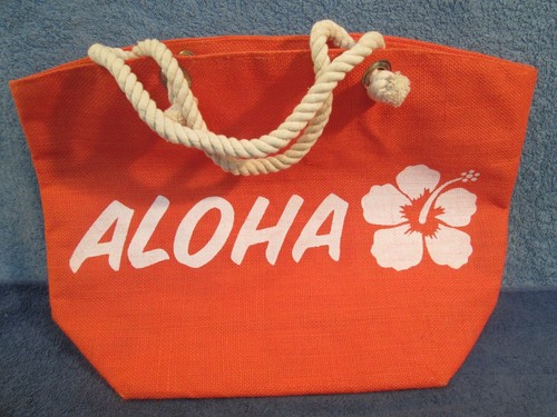 Jute beach bag orange aloha - jute, ~