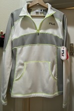 FILA Vintage Style Track Jacket Medium Quarter Zip Grey Green White NWT