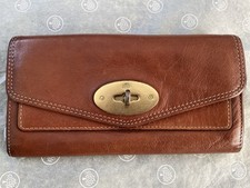 MULBERRY Postman Lock Purse Wallet £425 - Oak Brown Leather / Brass Lock