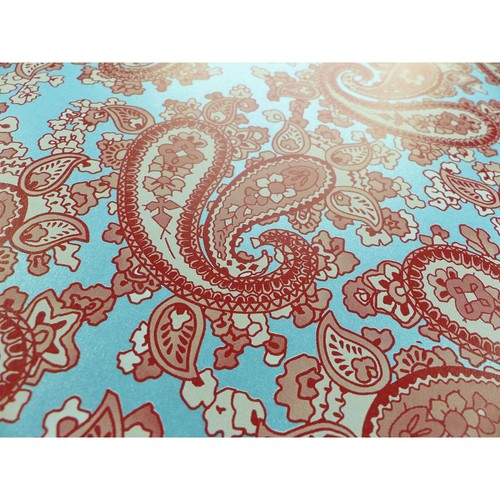 Turquoise backed red - red, paisley