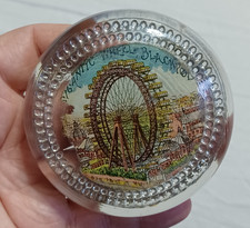 Antique Glass Paperweight c1890 Blackpool Souvenir Gigantic Wheel Hand Painted
