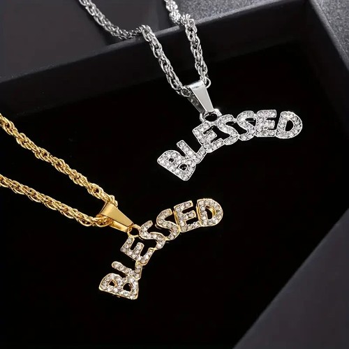 Gold blessed chain necklace - blessed,