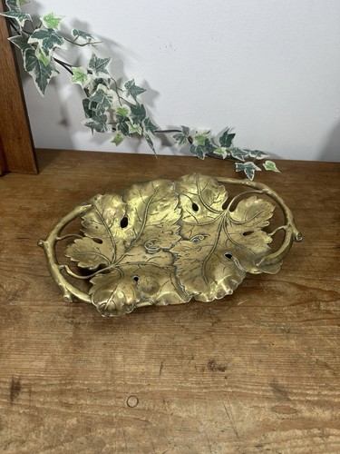 Vintage brass grape vine leaf - vine,