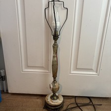 Vintage Table Lamp Onyx Stone And Brass