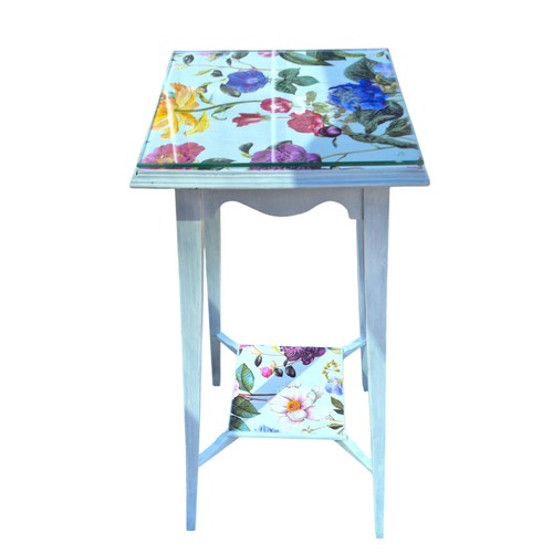 Floral glass top plant - top, stand