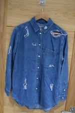 TOPSHOP MOTO DISTRESSED DENIM SHIRT  SIZE 10           R6