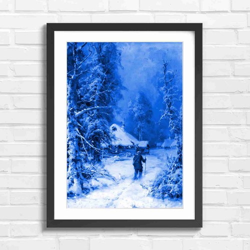 Snowy countryside log cabin - snowy,