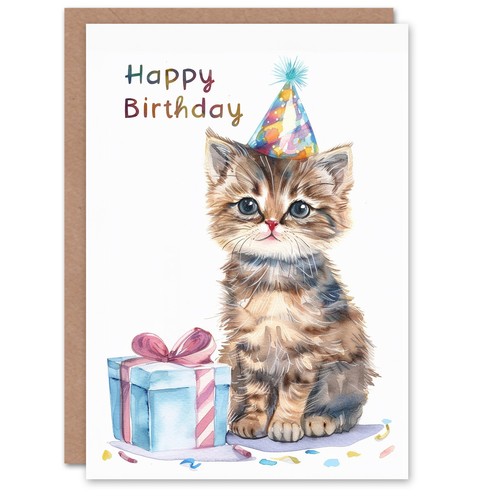 Birthday card cute - card, cat