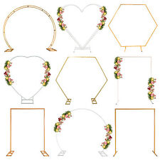Balloon Arch Backdrop White Gold Flower Display Stand Metal Frame Wedding Decor