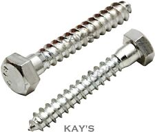 M6 M8 M10 COACH SCREWS ZINC PLATED HEXAGON HEAD WOOD SCREWS LAG BOLTS ALL SIZES