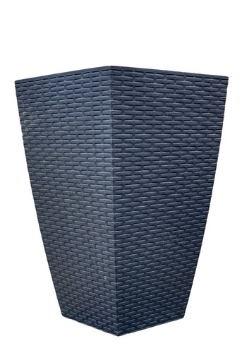Grey tall square plant pot - grey,