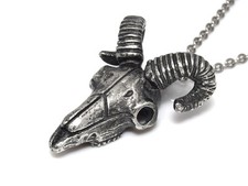 Antique Finish Sheep Skull Pendant Necklace, Ram Head Jewelry, Aries Zodiac Sign