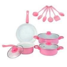 12PC Non-Stick Cookware Set with Lid Frying Pan Maifan Stone All Types of Cooker