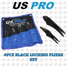 US PRO 4pc Black Locking Pliers Set 5" 6.5" 7" & 10" - Mole Vice Clamp Grips 
