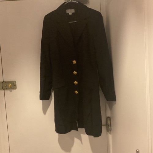 Black linen viscose frockcoat - black,
