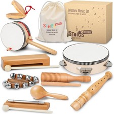 Stoie's Wooden Kids Musical Instruments for 1-9 years old, with Drum, Hand Bell