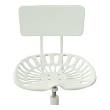 Carolina Classics August Tractor Seat Stool with Back in White