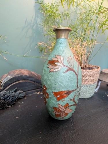 Vintage indian brass vase - vintage,