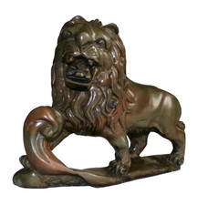 Vintage Heavy Carved Lion Stone Figurine