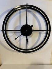 Vintage Mid  Century Retro Wall Clock Space Age MCM Unusual Metal Frame Funky