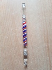 Lace Making Bobbin Red White & Blue spiral GLASS #P23
