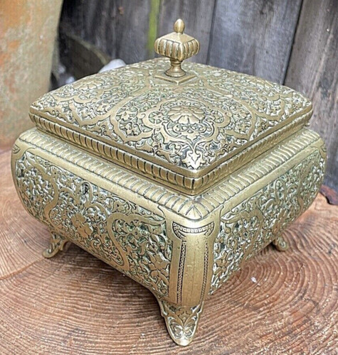 Antique victorian brass casket - brass,