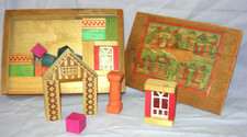 Antique Wooden Building Set in