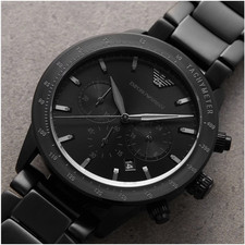 New Emporio Armani AR11242 Men's Watch Black Dial All Black Stainless Steel