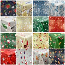CHRISTMAS PVC Tablecloth Fabric Waterproof Wipe Down in 19 DESIGNS