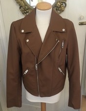 Faux Leather Tan Bikers Jacket Size 14