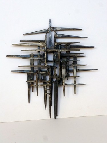 Welded metal sculpture - sculpture, post